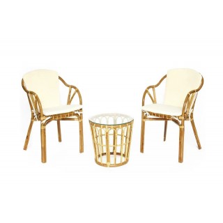 Комплект террасный AKIRA /с подушкой/ [skin rattan eco, 54х60х78см / D46х40см, Natural (натуральный)